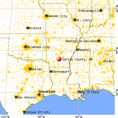 Dallas County, AR map from a distance