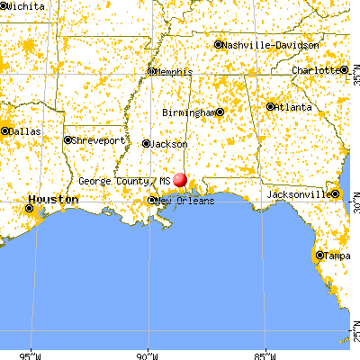George County, MS map from a distance
