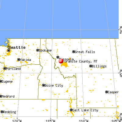Granite County, MT map from a distance
