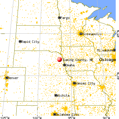 Cuming County, NE map from a distance