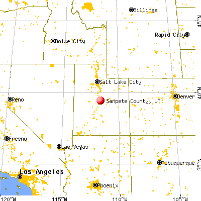 Sanpete County, UT map from a distance