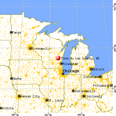 Fond du Lac County, WI map from a distance