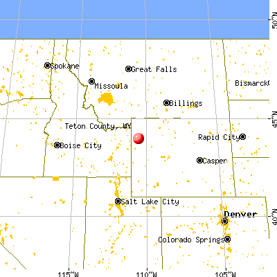 Teton County, WY map from a distance