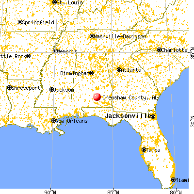 Crenshaw County, AL map from a distance