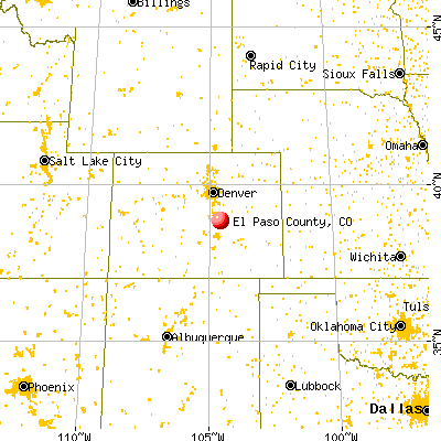 El Paso County, CO map from a distance