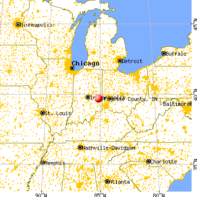 Fayette County, IN map from a distance