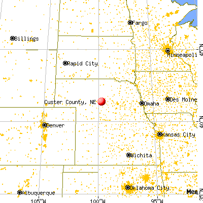 Custer County, NE map from a distance