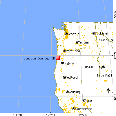 Lincoln County, OR map from a distance