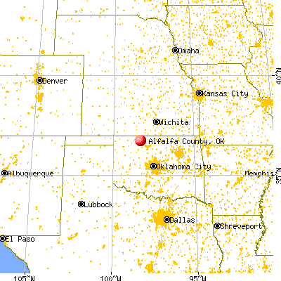 Alfalfa County, OK map from a distance