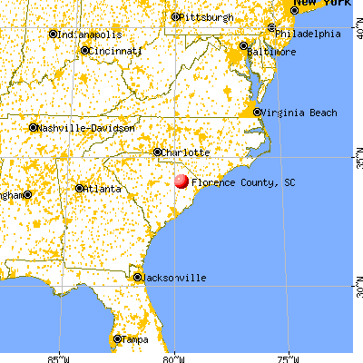 Florence County, SC map from a distance