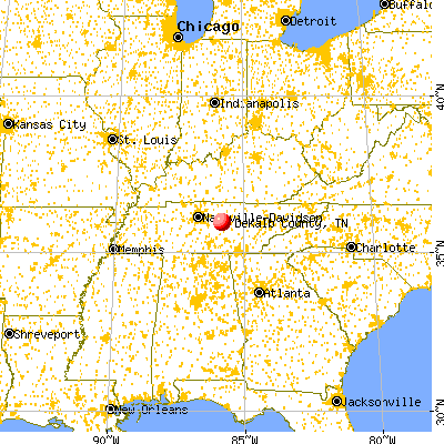DeKalb County, TN map from a distance
