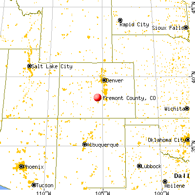 Fremont County, CO map from a distance