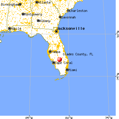 Glades County, FL map from a distance