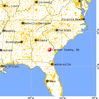 Candler County, GA map from a distance