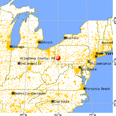 Allegheny County, PA map from a distance