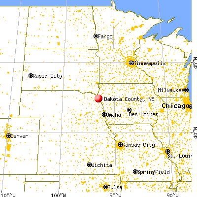 Dakota County, NE map from a distance