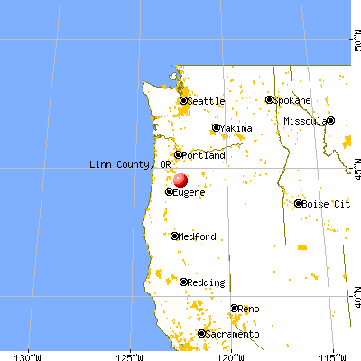 Linn County, OR map from a distance