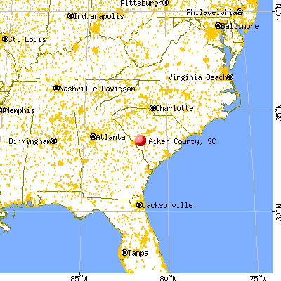 Aiken County, SC map from a distance
