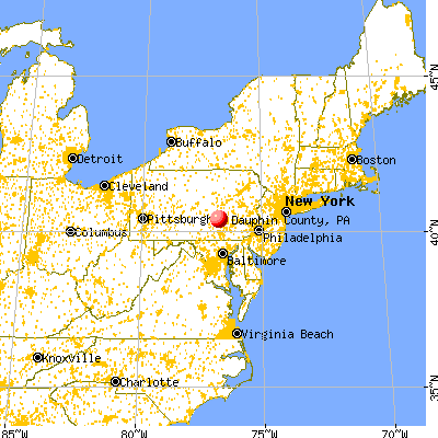 Dauphin County, PA map from a distance