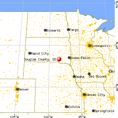 Douglas County, SD map from a distance