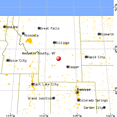 Washakie County, WY map from a distance