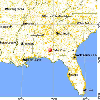 Dale County, AL map from a distance
