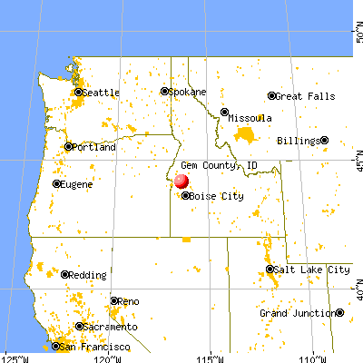 Gem County, ID map from a distance