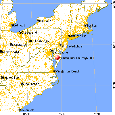 Wicomico County, MD map from a distance