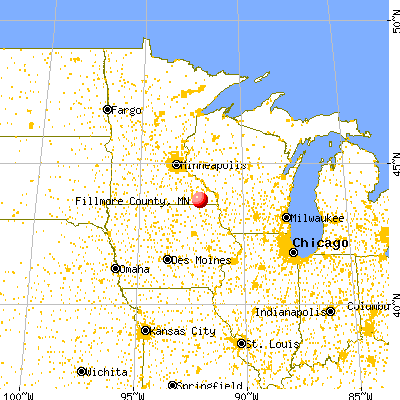 Fillmore County, MN map from a distance