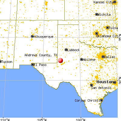 Andrews County, TX map from a distance