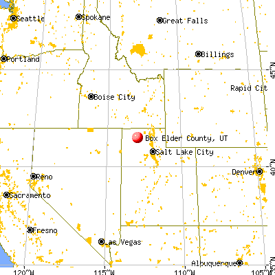 Box Elder County, UT map from a distance