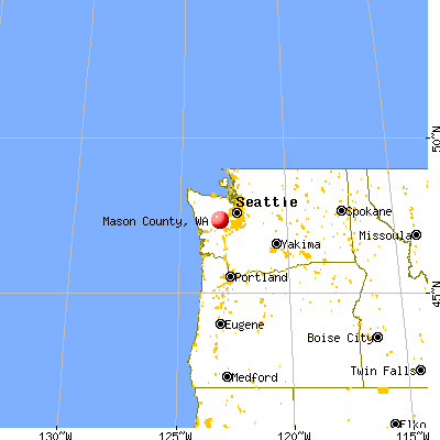 Mason County, WA map from a distance