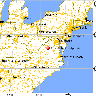 Albemarle County, VA map from a distance