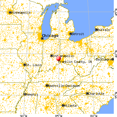 Franklin County, IN map from a distance