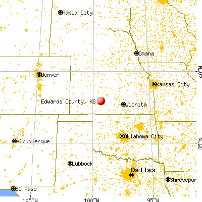 Edwards County, KS map from a distance