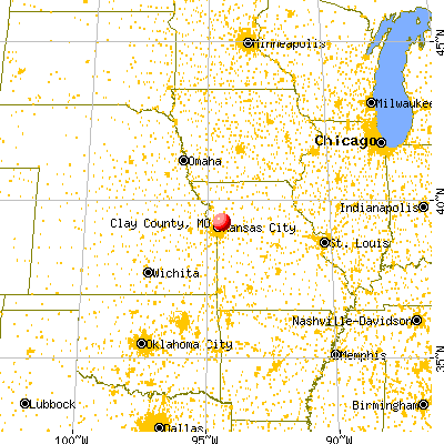 Clay County, MO map from a distance