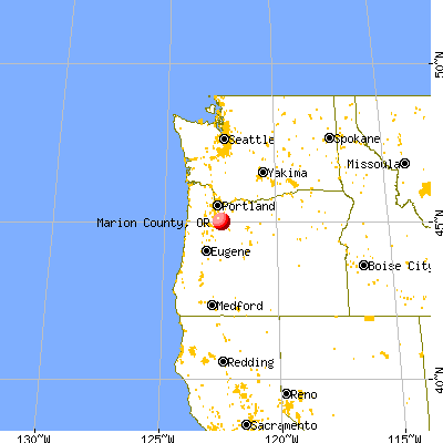 Marion County, OR map from a distance