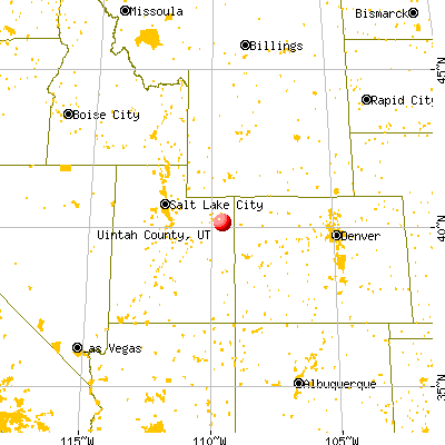 Uintah County, UT map from a distance