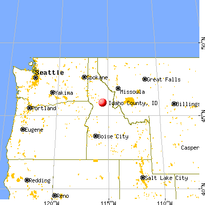 Idaho County, ID map from a distance