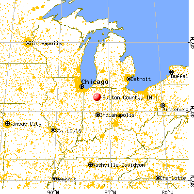 Fulton County, IN map from a distance