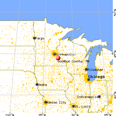 Goodhue County, MN map from a distance