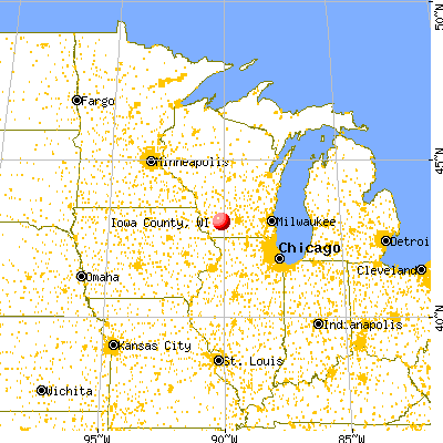 Iowa County, WI map from a distance