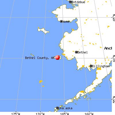 Bethel Census Area, AK map from a distance