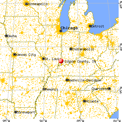 Gibson County, IN map from a distance