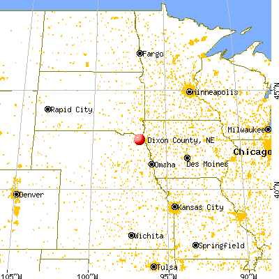 Dixon County, NE map from a distance
