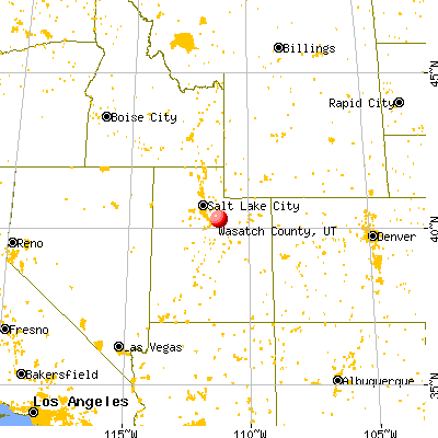 Wasatch County, UT map from a distance