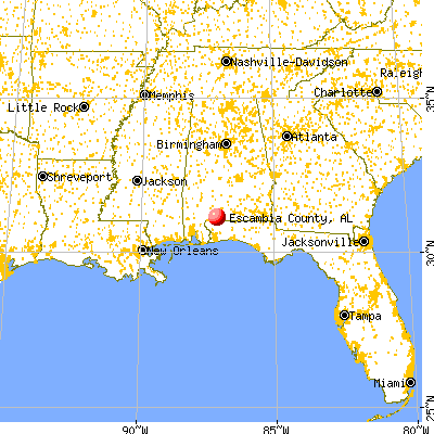 Escambia County, AL map from a distance