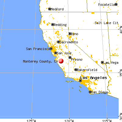 Monterey County, CA map from a distance