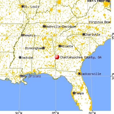 Chattahoochee County, GA map from a distance