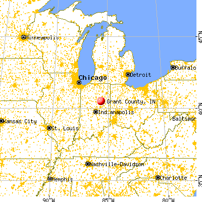 Grant County, IN map from a distance